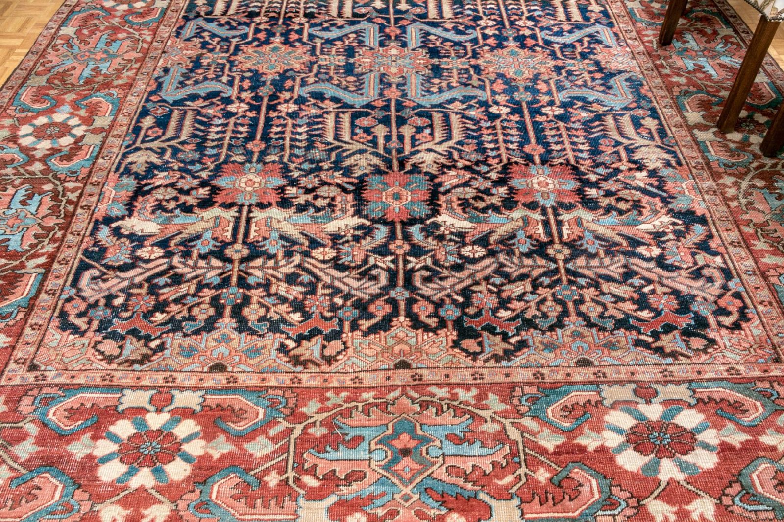 A finely made Persian Heriz hand-knotted wool carpet at least 80-100 years old.